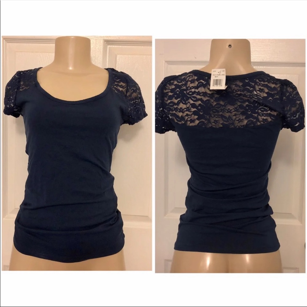Ambiance Navy Lace Tee